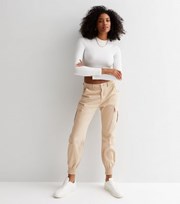 Cameo Rose Stone Twill Utility Cargo Trousers